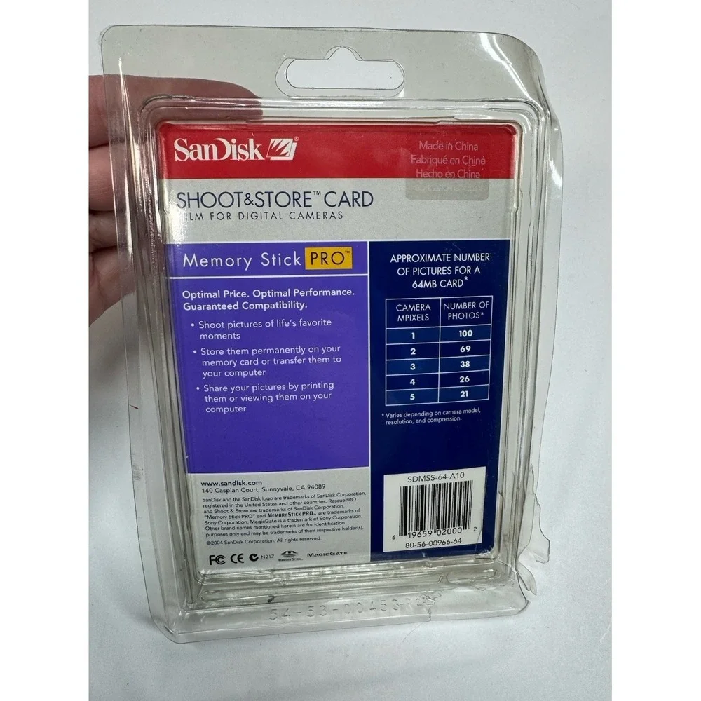 Sandisk 64MB/100 Picture Memory Stick (SDMSS-64-A10) New Old Stock